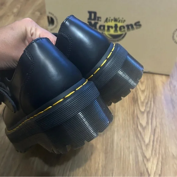 DR MARTENS Bethan black leather platform oxfords shoes women’s 7 new - Picture 5 of 8